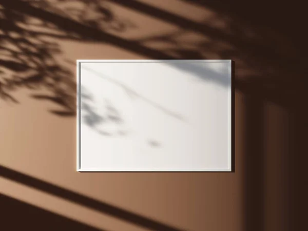 Стене Макет Плаката Тенью Листьями — стоковое фото
