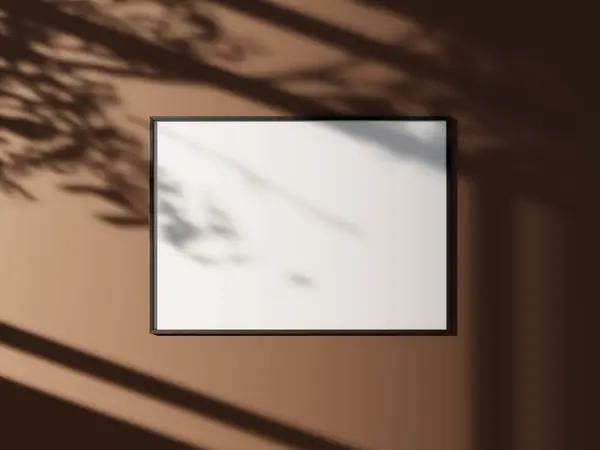 Стене Макет Плаката Тенью Листьями — стоковое фото