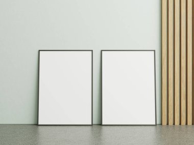 Mermer zeminde beyaz duvarlı çerçeve modeli