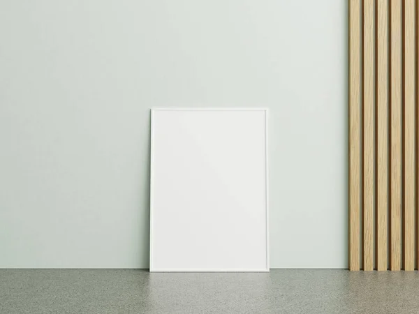 Frame Mockup Marble Floor White Wall — Stock Photo, Image