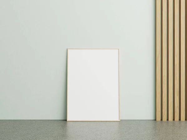 stock image Frame mockup on marble floor with white wall