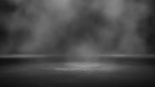 Piso Cemento Abstracto Oscuro Vacío Sala Estudio Con Humo Flotan — Foto de Stock