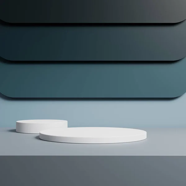 Realistische Lege Witte Grijze Podium Platform Staan Decoratie Met Grijze — Stockfoto