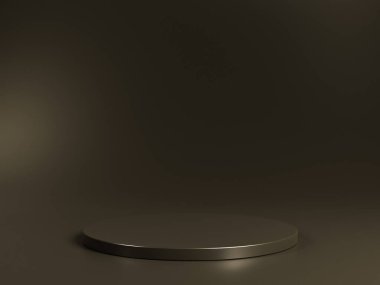 3D podyum kahverengi arka plan. Güzellik, kozmetik ürün sunumu için en az çikolata kaidesi. Kadınsı kopyalama alanı, koyu, kahverengi şablon, stüdyo 3D görüntüleme