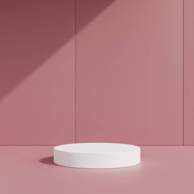 Boş gri podyum veya beyaz arkaplanda 3d konsepti ile kaide görüntüsü.