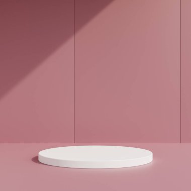 Boş gri podyum veya beyaz arkaplanda 3d konsepti ile kaide görüntüsü.