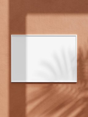 Fotoğraf, baskı, resim, resim sunumu, yaz tarzı dekorasyonlar, yaprak gölgesi için beyaz yatay çerçeve modeli.