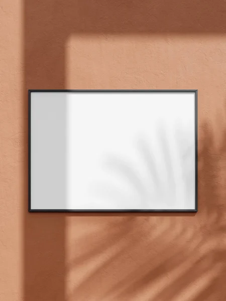 Mockup Quadro Horizontal Preto Para Foto Impressão Pintura Apresentação Arte — Fotografia de Stock