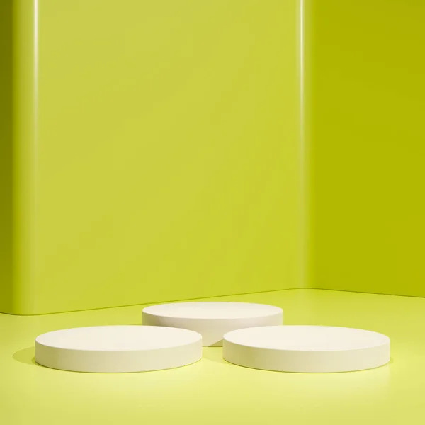 Cilindro Pódio Amarelo Stand Abstract Stage Platform Product Studio Geometric — Fotografia de Stock