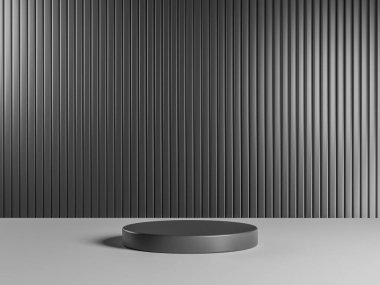 Metal arka planlı ürününüz için minimal gri podyum