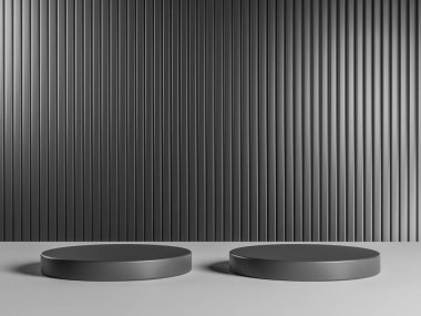 Metal arka planlı ürününüz için minimal gri podyum