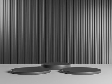 Metal arka planlı ürününüz için minimal gri podyum