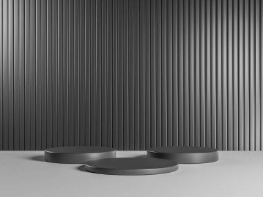 Metal arka planlı ürününüz için minimal gri podyum