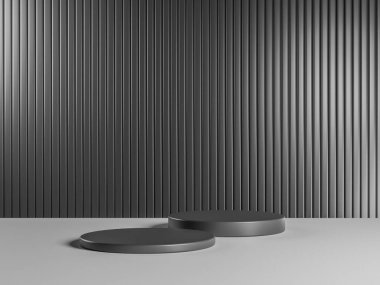 Metal arka planlı ürününüz için minimal gri podyum