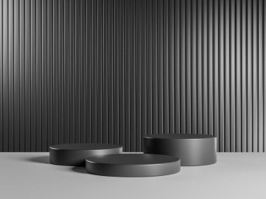 Metal arka planlı ürününüz için minimal gri podyum