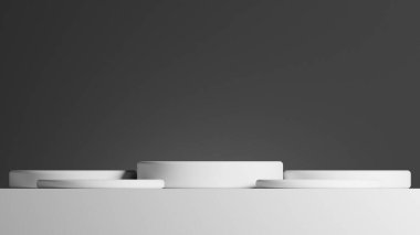 Geometrik ile soyut asgari sahne. Gradyan siyah gri arka planda podyum. ürün sunumu, modelleme, ürün gösterisi, podyum, sahne kaidesi veya platformu