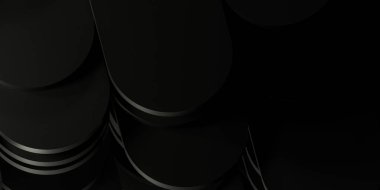 Fotokopi alanı olan lüks siyah metal arka plan. Koyu üç boyutlu geometrik doku. Saf siyah yatay afiş duvar kağıdı. Zarif arkaplan.