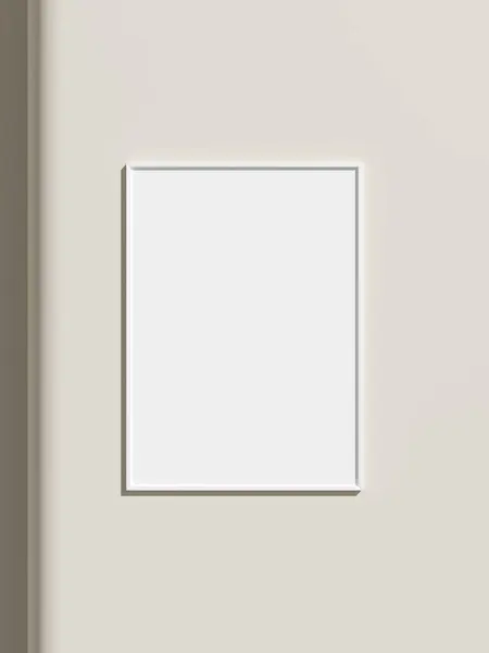 白いテクスチャされた壁のモックアップに掛かる薄い長方形のフレーム — ストック写真