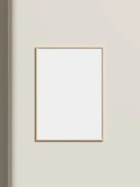 白いテクスチャされた壁のモックアップに掛かる薄い長方形のフレーム — ストック写真