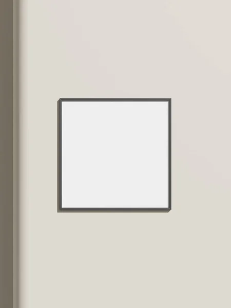 Λεπτό Ορθογώνιο Πλαίσιο Κρέμεται Ένα Λευκό Υφή Τοίχο Mockup — Φωτογραφία Αρχείου