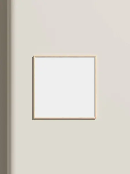 Λεπτό Ορθογώνιο Πλαίσιο Κρέμεται Ένα Λευκό Υφή Τοίχο Mockup — Φωτογραφία Αρχείου
