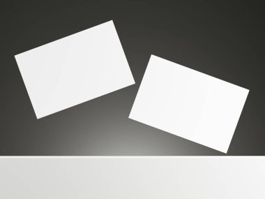 Gradyan gri arkaplan ile yüzen kartvizit modeli