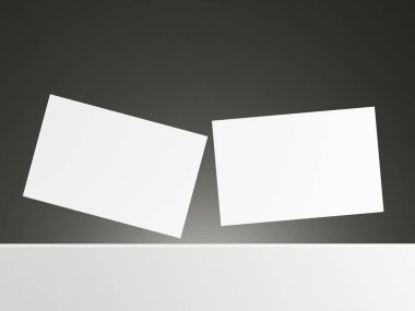 Gradyan gri arkaplan ile yüzen kartvizit modeli