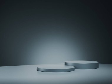 Ürün vitrininiz için gradyan gri arkaplanı olan minimal gri podyum..