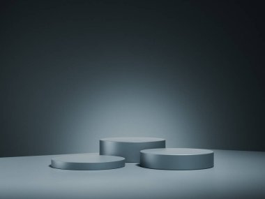 Ürün vitrininiz için gradyan gri arkaplanı olan minimal gri podyum..