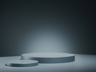 Ürün vitrininiz için gradyan gri arkaplanı olan minimal gri podyum..