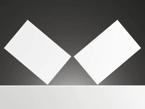 グラデーショングレーの背景を持つフローティングビジネスカードのモックアップ — ストック写真