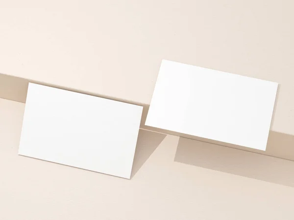 Realistic floating business branding cards template mockup with shadows