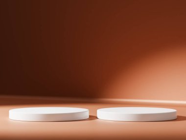 Ürün sunumu için asgari soyut geometrik podyum kahverengi gradyan.