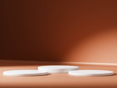 Ürün sunumu için asgari soyut geometrik podyum kahverengi gradyan.