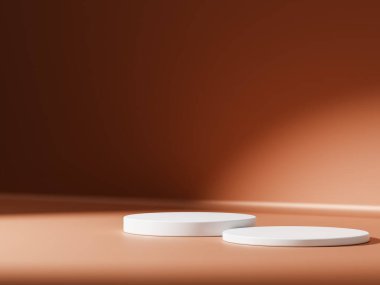 Ürün sunumu için asgari soyut geometrik podyum kahverengi gradyan.