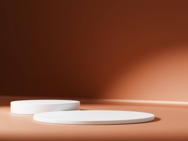 Ürün sunumu için asgari soyut geometrik podyum kahverengi gradyan.