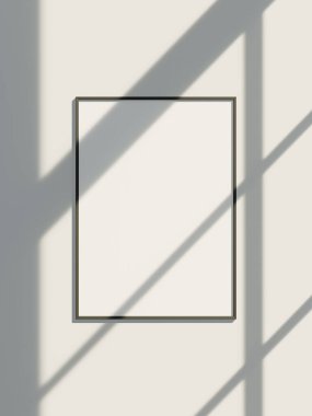 Poster modeli temiz, modern, minimal çerçeve. İçerideki boş çerçeve, metin veya ürünü göster