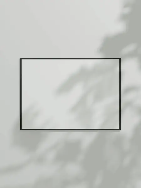 Мінімальна Картинка Плакату Макет Білих Шпалерах Тіні Листя — стокове фото