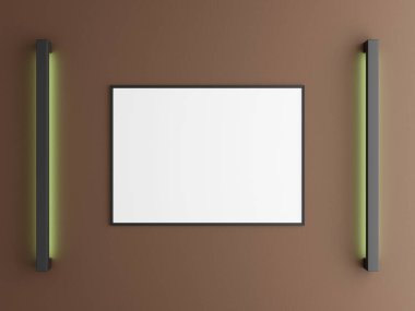 Kahverengi duvarda asılı minimalist çerçeve modeli