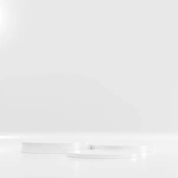 Tomma Podium Eller Piedestal Display Vit Bakgrund Med Cylinderställ Koncept Stockbild