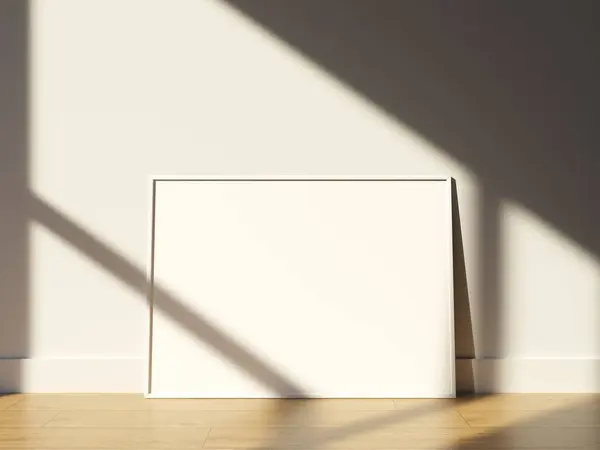 stock image Blank poster with frame mockup on window shadow