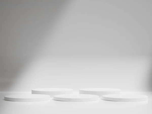 Pódio Redondo Branco Vazio Pedestal Moderno Plataforma Stand Stage Cilindro — Fotografia de Stock