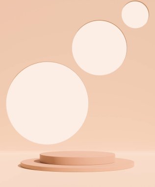 Boş yuvarlak podyum, modern kaide ve platform, sahne, silindir, boş sahneler ve ürün sunumu için 3D podyum şablonu