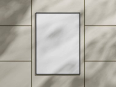 Duvarda asılı yaprak gölgesi ile çerçeve modeli