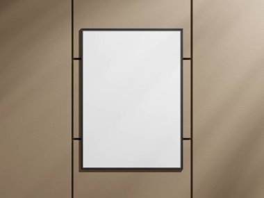 Yaprak gölgesi olan bir duvarda poster çerçevesi