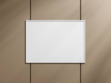 Yaprak gölgesi olan bir duvarda poster çerçevesi