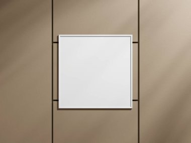 Yaprak gölgesi olan bir duvarda poster çerçevesi