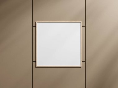 Yaprak gölgesi olan bir duvarda poster çerçevesi