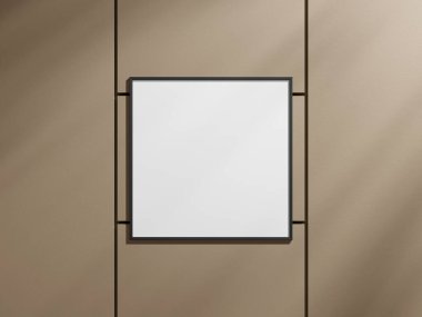 Yaprak gölgesi olan bir duvarda poster çerçevesi