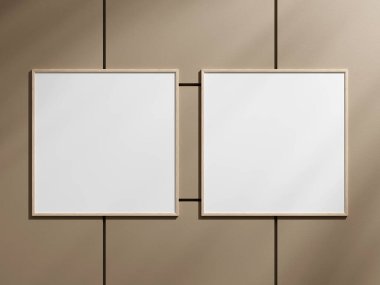 Yaprak gölgesi olan bir duvarda poster çerçevesi